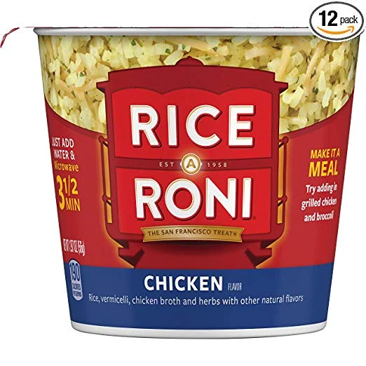 12 PACK OF CHICKEN RICE A RONI INDIVIDUAL CUPS FOR $8.78