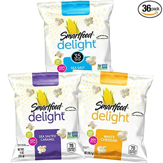 36 SNACK BAGS OF SMARTFOOD DELIGHT POPCORN VARIETY PACK FOR $10.22