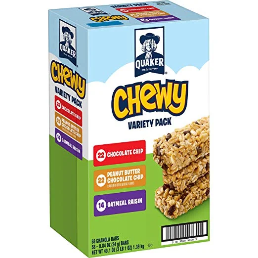 58 COUNT OF CHEWY GRANOLA BARS VARIETY PACK FOR $8.35