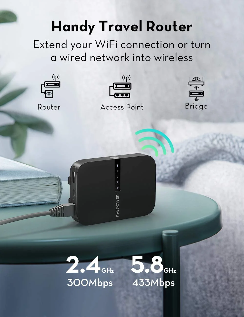 RAVPOWER FILEHUB TRAVEL ROUTER FOR $39.19