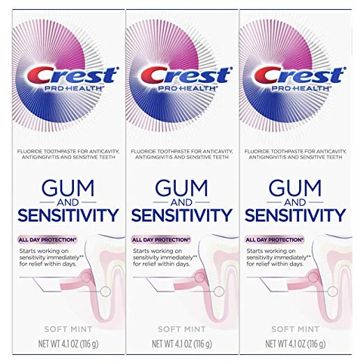 3 PACK OF CREST PRO-HEALTH GUM AND SENSITIVITY, SENSITIVE TOOTHPASTE FOR $13.98