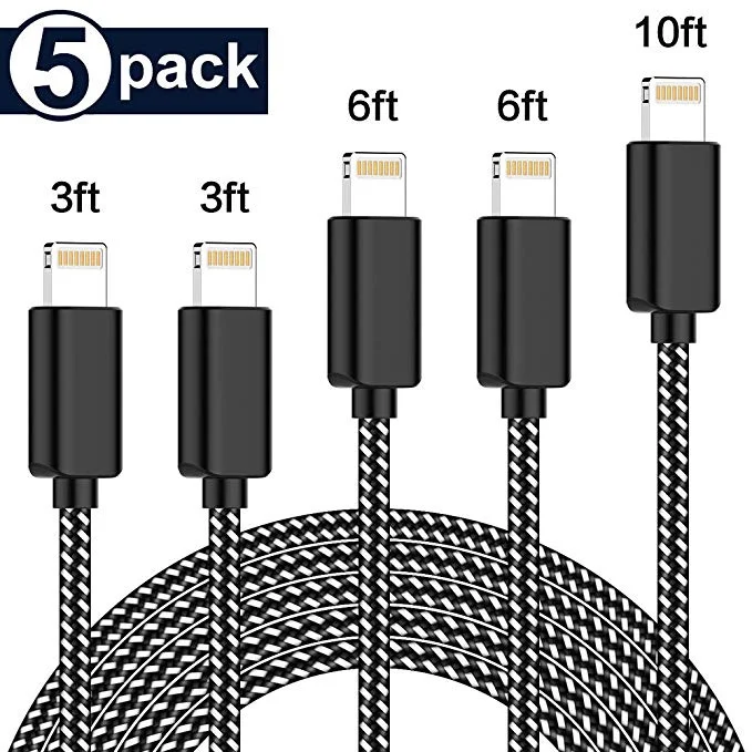 5-PACK OF MFI CERTIFIED IPHONE CHARGING CABLES FOR $9.19