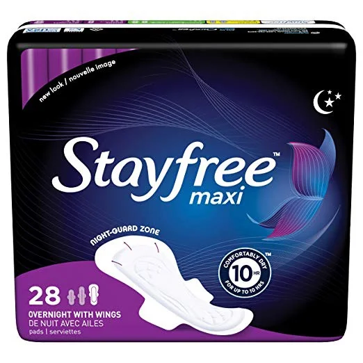 STAYFREE MAXI OVERNIGHT PADS WITH WINGS FOR $4.97