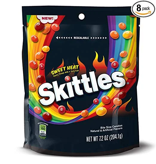 8 LARGE BAGS SKITTLES SWEAT HEAT FOR $11.40
