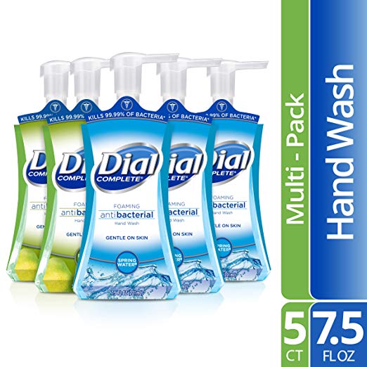 PACK OF 5 DIAL COMPLETE ANTIBACTERIAL FOAMING HAND SOAP, 2-SCENT VARIETY PACK FOR $9.50