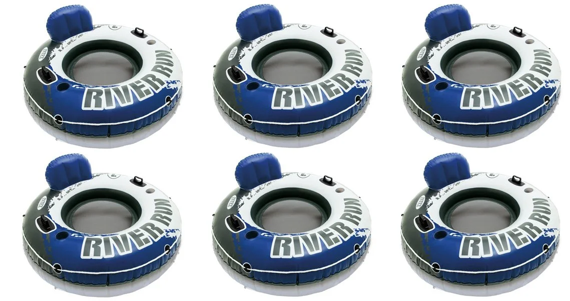 PACK OF 6 INTEX RIVER RUN 1 INFLATABLE FLOATING TUBE RAFTS FOR $86.99