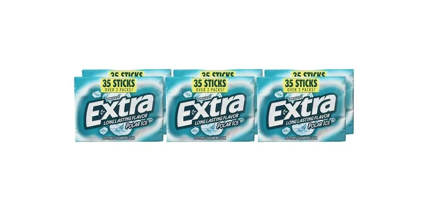 6 PACK OF EXTRA POLAR ICE SUGARFREE GUM (35 PIECES PER PACK) FOR $4.50