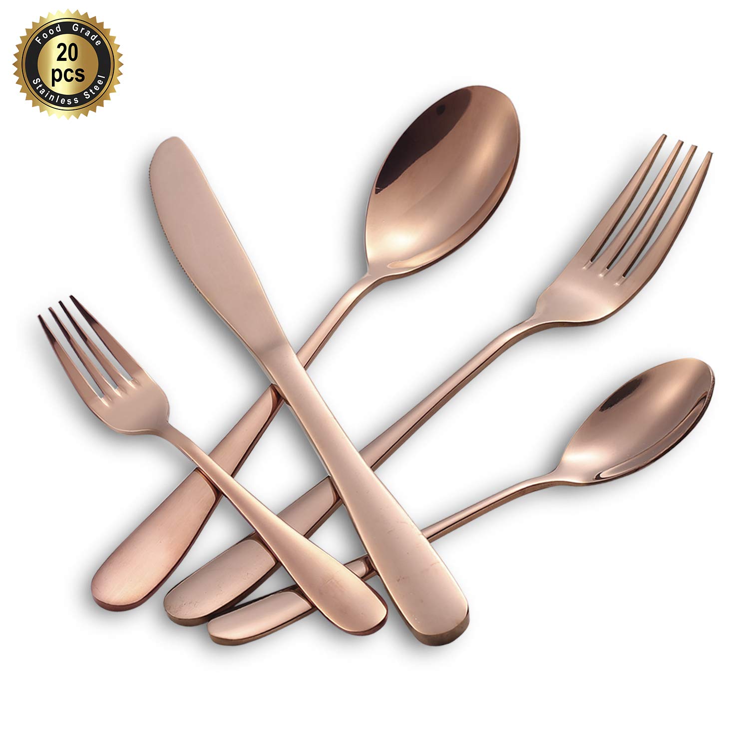 20 PIECE ROSE GOLD SILVERWARE SET FOR $13.49