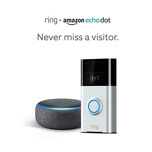 RING WI-FI ENABLED VIDEO DOORBELL + ECHO DOT 3RD GEN FOR $69.99