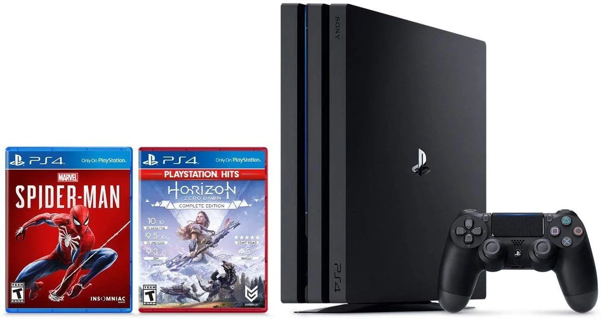 PLAYSTATION 4 PRO 1TB + MARVEL’S SPIDER-MAN + HORIZON ZERO DAWN COMPLETE EDITION BUNDLE FOR $299.99