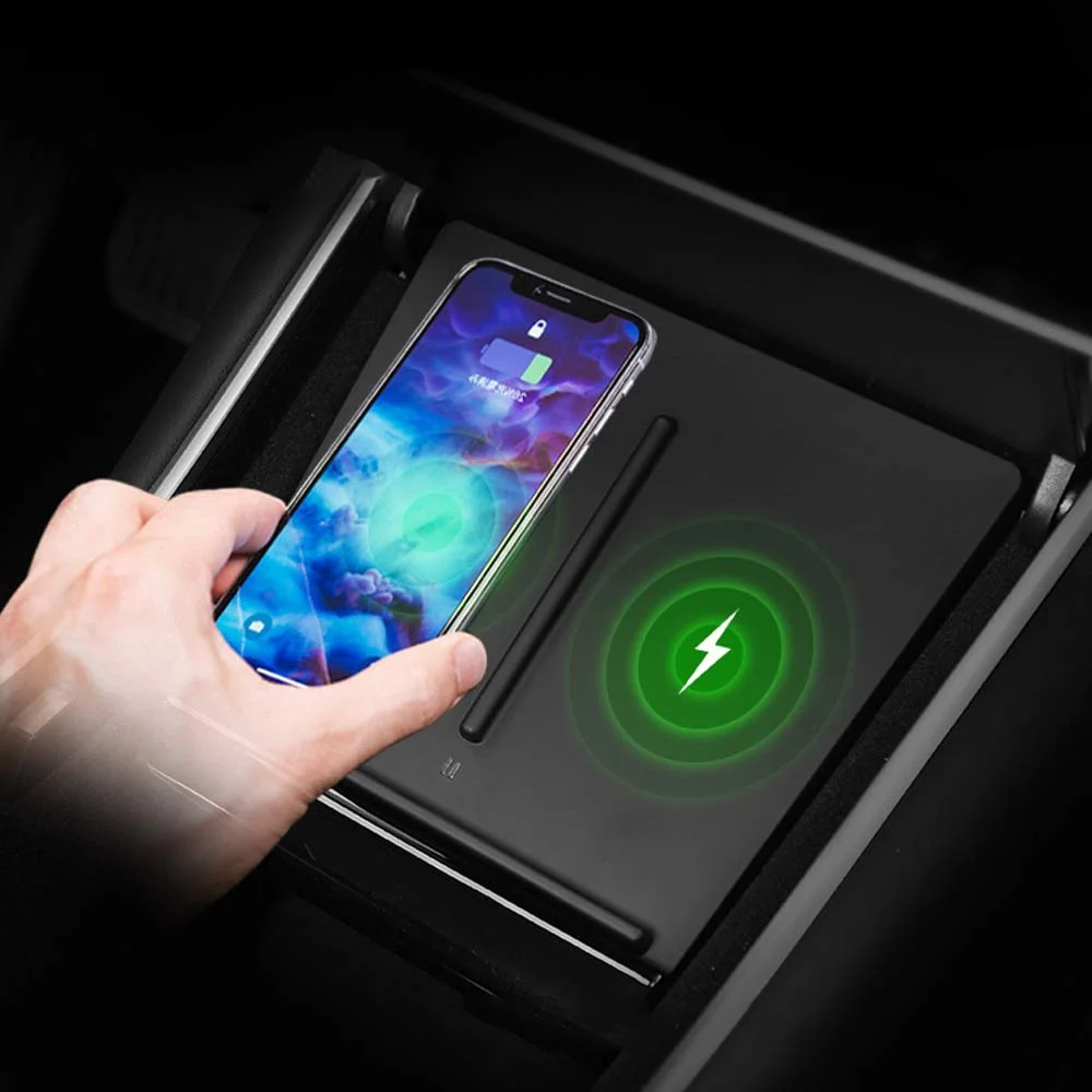 DUAL QI WIRELESS PHONE CHARGING DOCK CENTER CONSOLE WIRELESS CHARGER WITH USB SPLITTER FOR TESLA MODEL 3&nbsp;FOR $17.49