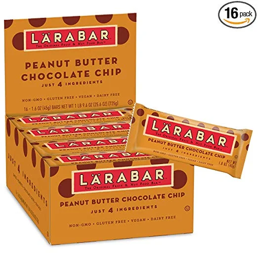 16 COUNT OF LARABAR GLUTEN FREE BAR, PEANUT BUTTER CHOCOLATE CHIP FOR $11.59