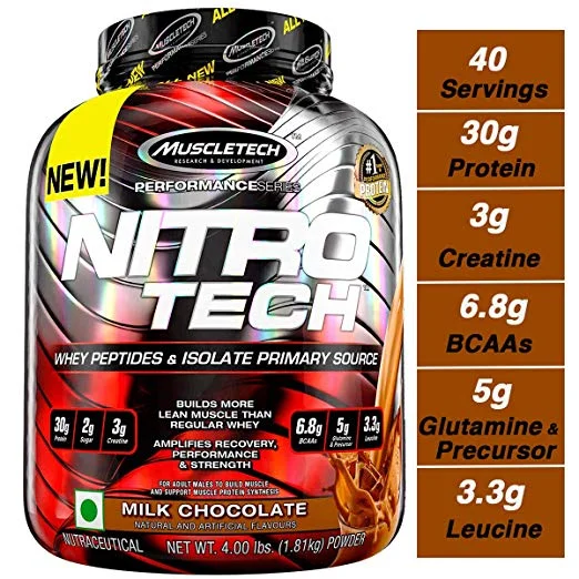 4-POUNDS OF NITROTECH PROTEIN POWDER PLUS CREATINE MONOHYDRATE MUSCLE BUILDER FOR $14.71