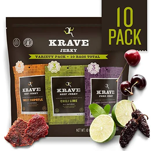 10 COUNT OF KRAVE JERKY VARIETY PACK FOR $13.64