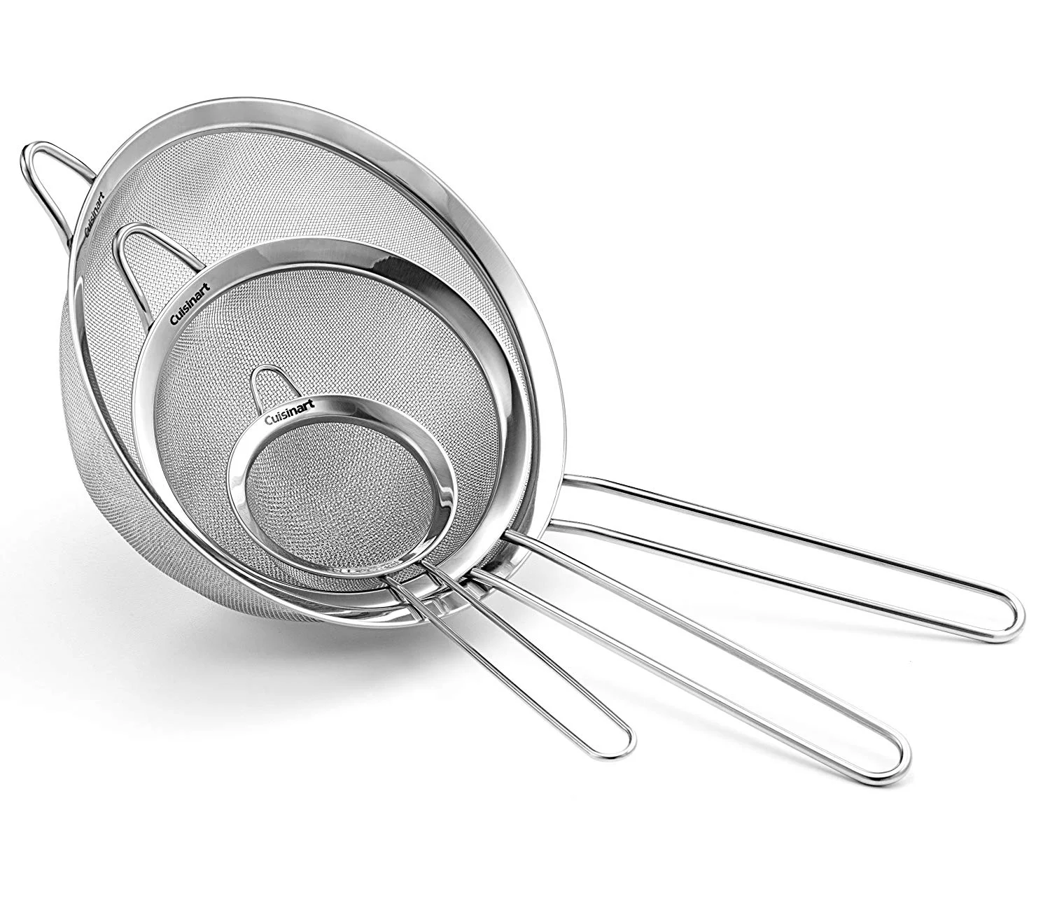 SET OF 3 CUISINART FINE MESH STAINLESS STEEL STRAINERS FOR $12.99