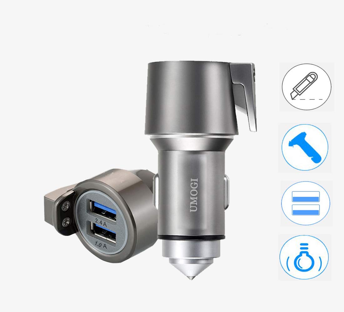 3-IN-1 DUAL USB VEHICLE CAR CHARGER WITH WINDOW BREAKER &amp; SEAT BELT CUTTER FOR $5.16