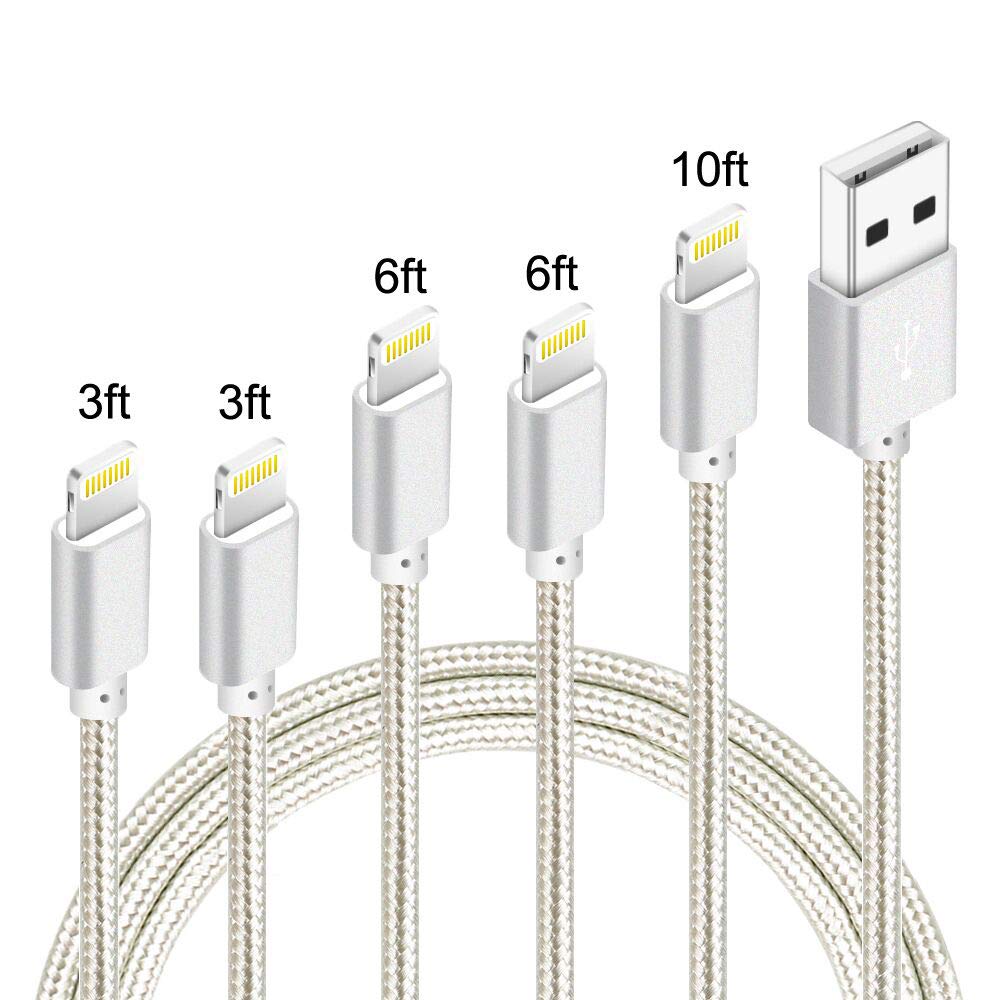 5 PACK OF NYLON BRAIDED IPHONE CHARGING CABLES FOR $9.99