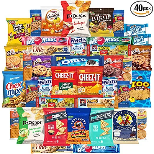 40 COUNT OF COOKIES CHIPS &amp; CANDY SNACKS ASSORTMENT BULK SAMPLER CARE PACKAGE FOR $19.99