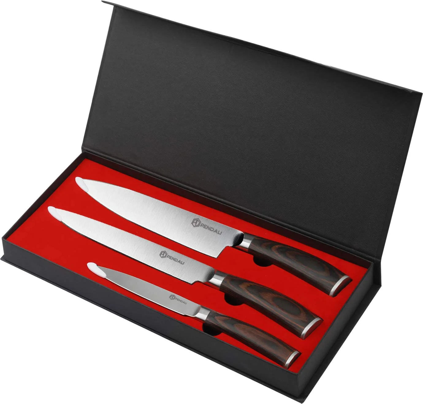 STAINLESS STEEL CHEF KNIFE SET WITH 8 INCH CHEF KNIFE, 8 INCH CARVING KNIFE, 5 INCH UTILITY KNIFE FOR $13.49