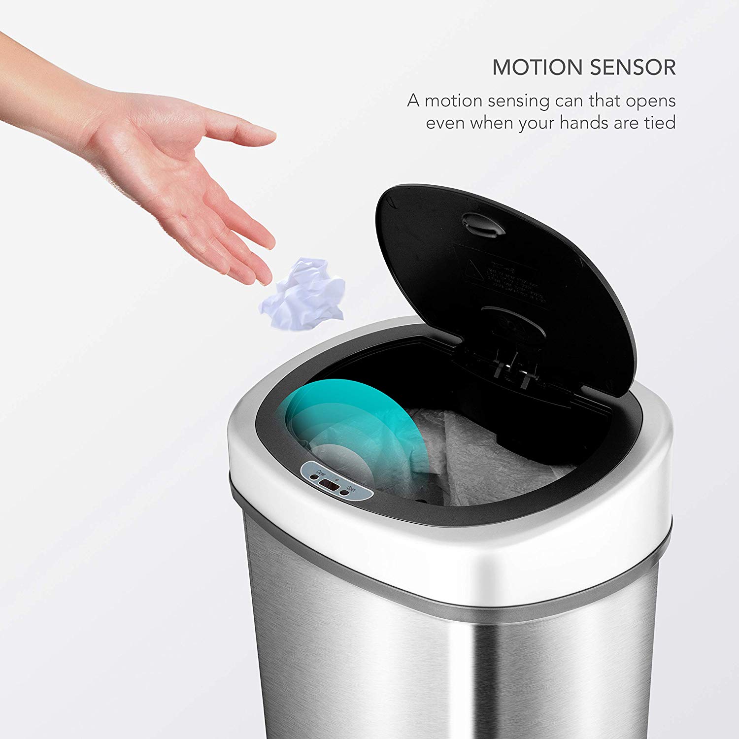 13-GALLON AUTOMATIC TOUCHLESS INFRARED MOTION SENSOR TRASH CAN FOR $35.00