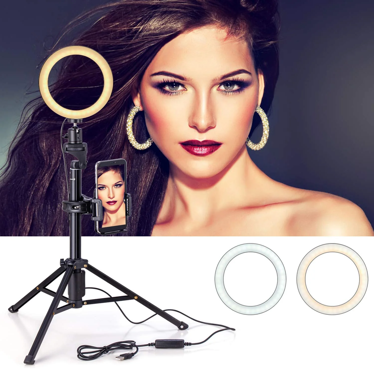 SELFIE RING LIGHT WITH 54-INCH TRIPOD FOR $27.59