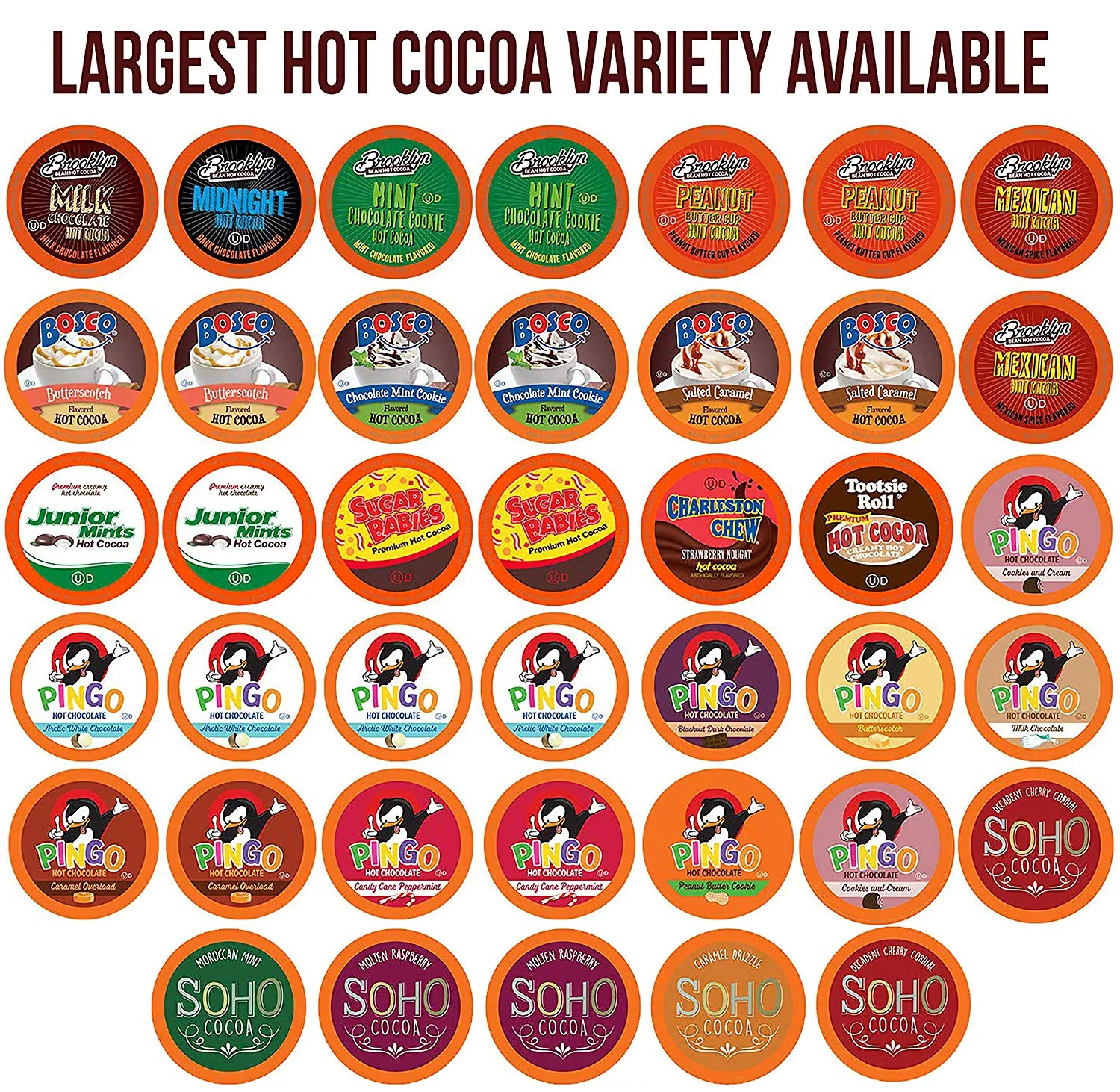 40 COUNT OF TWO RIVERS CHOCOLATE HOT COCOA K-CUP SAMPLER PACK FOR $13.25