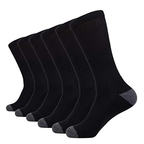 6 PACK OF CUSHION COMFORT CREW SOCKS WITH MOISTURE WICKING FOR $6.90