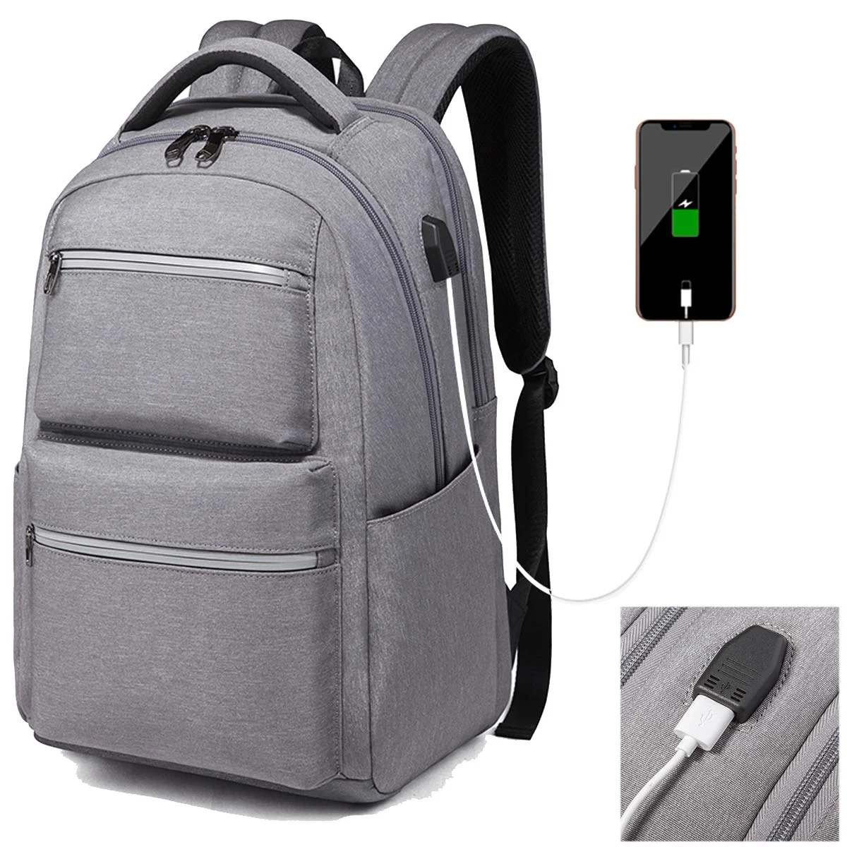 ANTI-THEFT TRAVEL LAPTOP BACKPACK WITH USB CHARGING PORT FOR $15.28