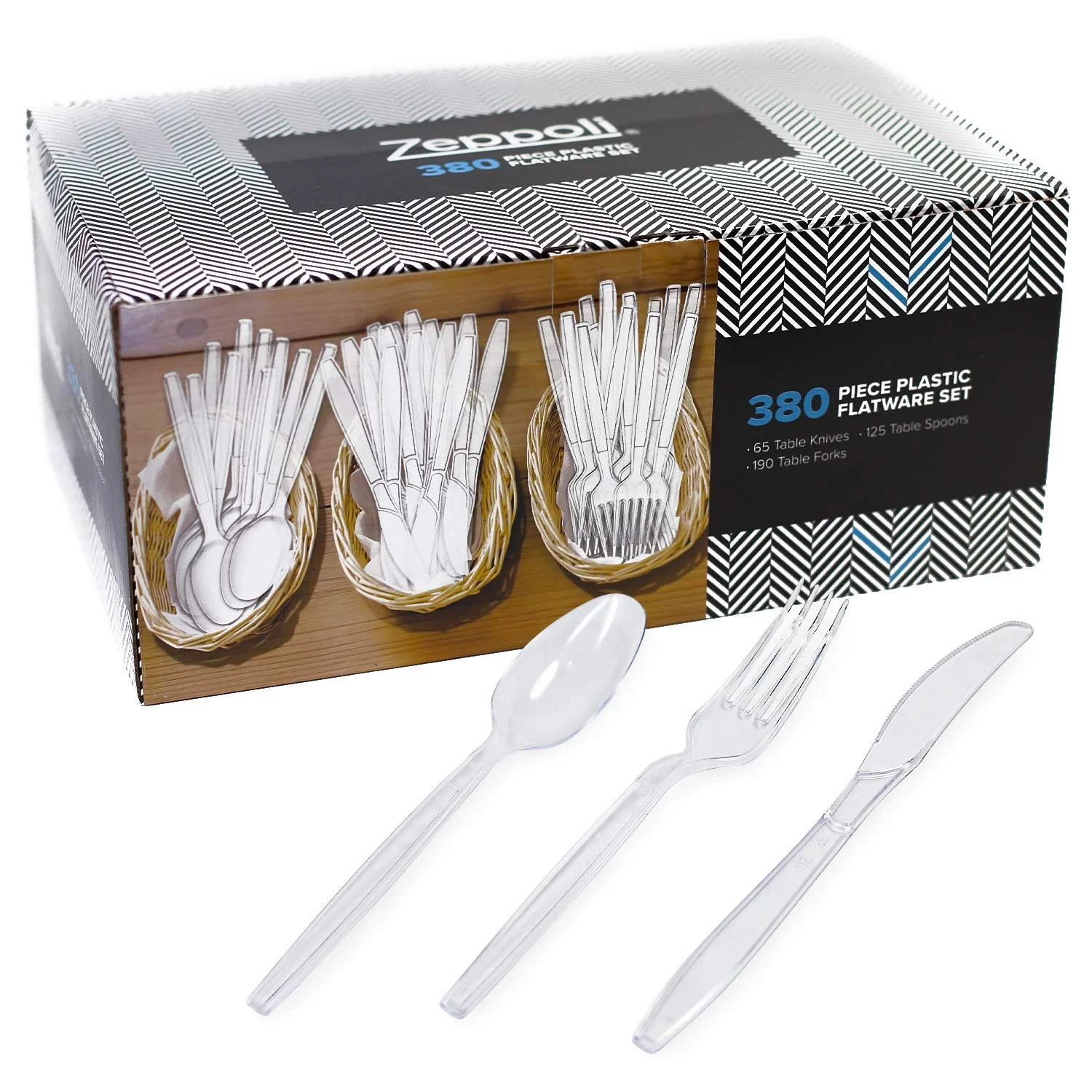 380-PIECE CLEAR PLASTIC SILVERWARE SET FOR $11.89