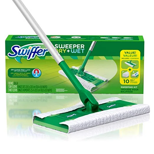 SWIFFER SWEEPER DRY AND WET FLOOR MOPPING AND CLEANING STARTER KIT FOR $7.49