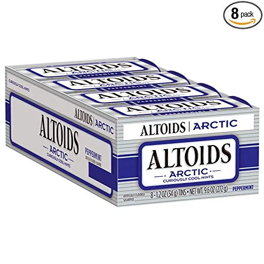 8 PACKS OF ALTOIDS ARCTIC PEPPERMINT MINTS FOR $7.18