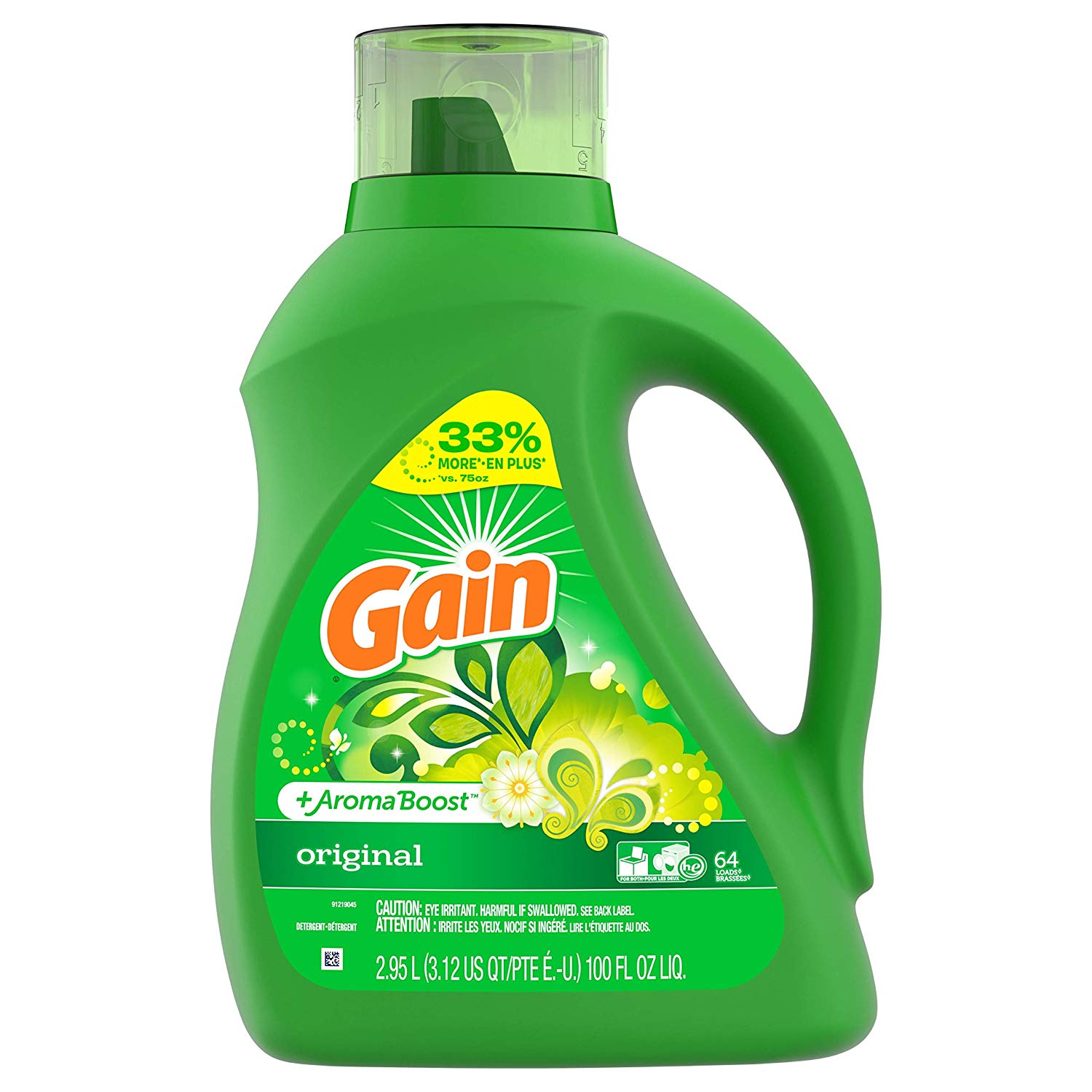 5 BOTTLES OF 100OZ GAIN LAUNDRY DETERGENT LIQUID PLUS AROMA BOOST, ORIGINAL SCENT FOR $27.95