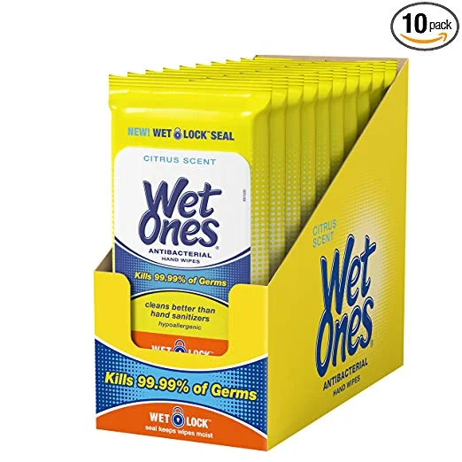 PACK OF 10 - 20 COUNT WET ONES CITRUS ANTIBACTERIAL HAND WIPES FOR $10.40