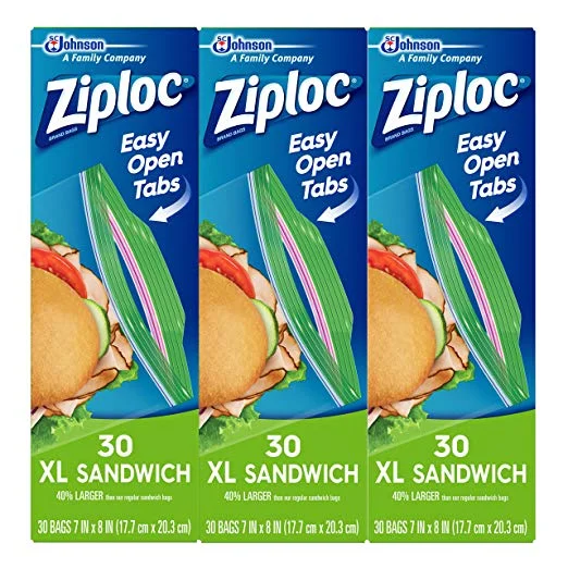 90 COUNT OF XL ZIPLOC SANDWICH BAGS FOR $6.39