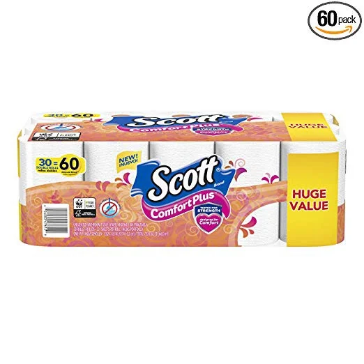30 DOUBLE ROLLS OF SCOTT COMFORTPLUS TOILET PAPER FOR $11.86