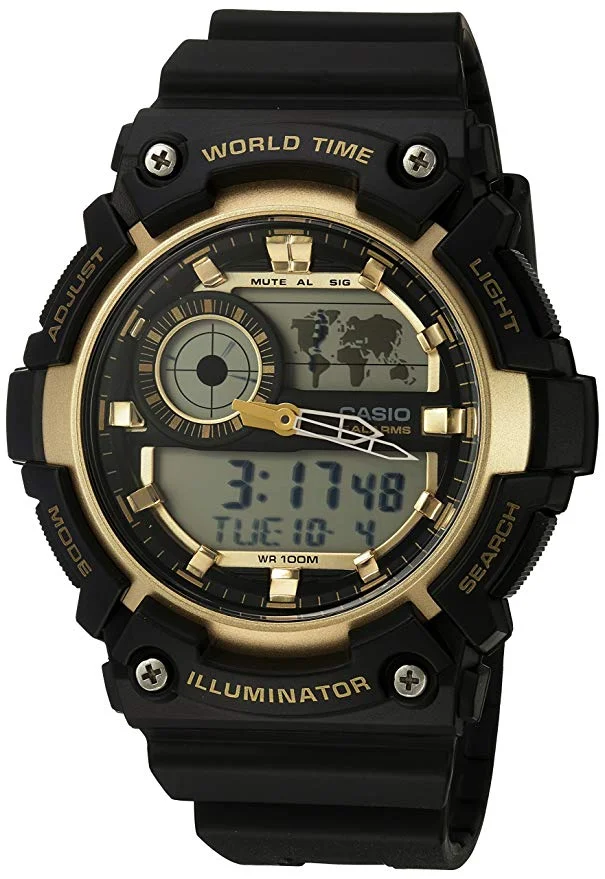 CASIO MEN'S 'SUPER ILLUMINATOR' QUARTZ RESIN CASUAL WATCH FOR $9.00