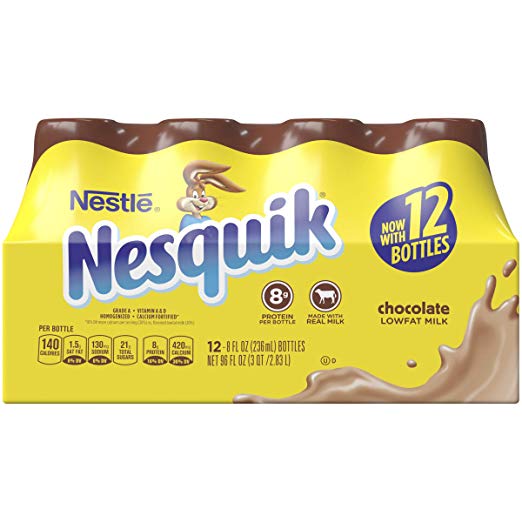 12 PACK OF NESQUIK READY TO DRINK LOW FAT CHOCOLATE MILK FOR $9.01
