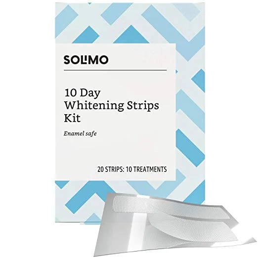 AMAZON BRAND - SOLIMO 10 DAY TEETH WHITENING STRIPS KIT FOR $12.91
