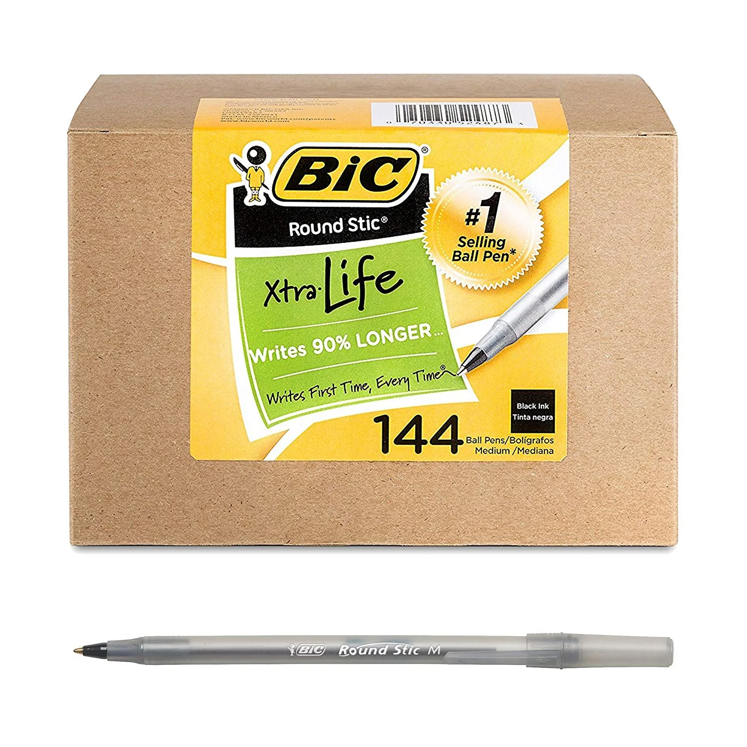 144 PACK OF BIC ROUND STIC XTRA LIFE BALLPOINT PENS FOR $4.68