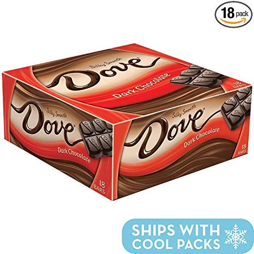 18 PACK OF DOVE DARK CHOCOLATE SINGLES SIZE CANDY BARS FOR $10.68