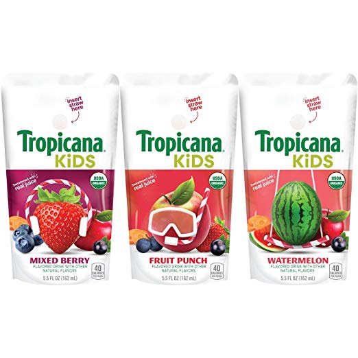 32 PACK OF TROPICANA KIDS ORGANIC JUICE DRINKS VARIETY PACK FOR $8.77