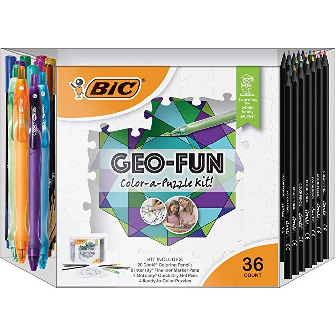 36 PACK OF BIC GEO-FUN COLOR-A-PUZZLE ACTIVITY KIT FOR $6.20