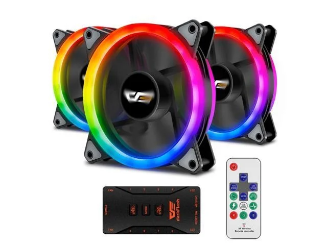 3-PACK OF AIGO AURORA DR12 RGB 120MM CASE FANS FOR $22.99