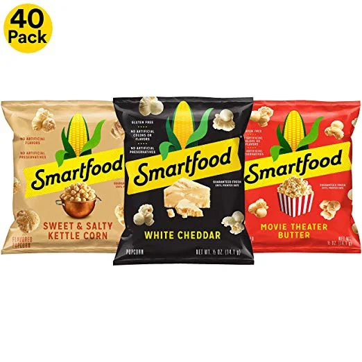 40 SNACK BAGS SMARTFOOD POPCORN VARIETY PACK FOR $8.74