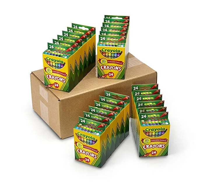 24 BOXES OF 24-PACK CRAYOLA CRAYONS FOR $29.99