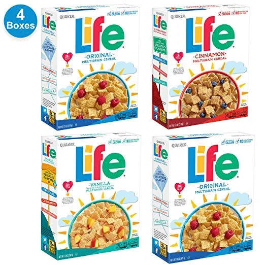 4 BOXES OF QUAKER LIFE BREAKFAST CEREAL FOR $7.68