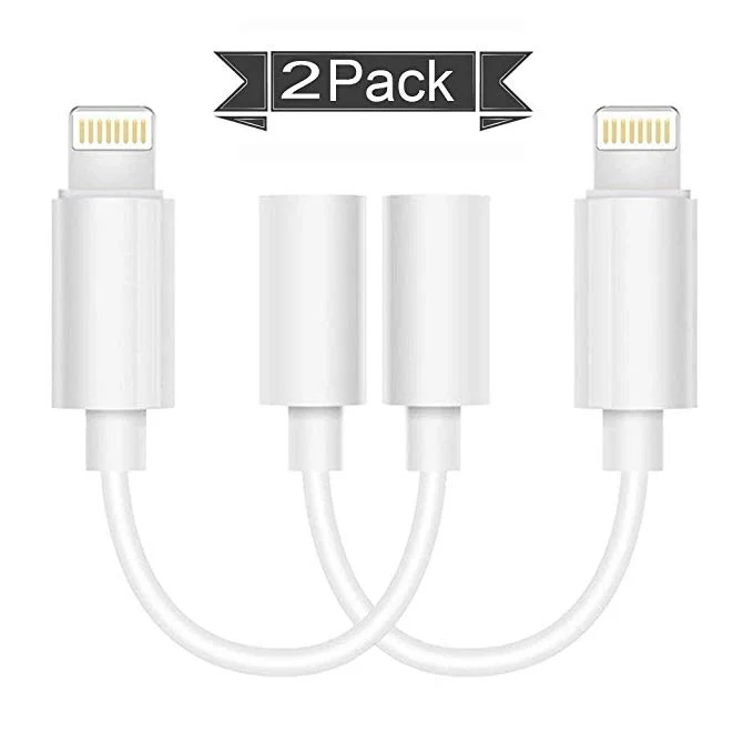 2 PACK LIGHTNING TO 3.5MM HEADPHONE JACK ADAPTER CABLES FOR $8.99