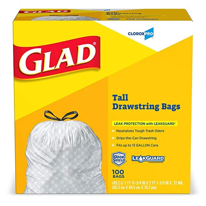 100 PACK - 13-GALLON GLAD TALL CLOROXPRO KITCHEN TRASH BAGS FOR $12.99