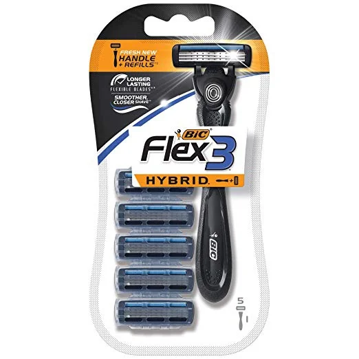 BIC FLEX3 HYBRID MENS DISPOSABLE RAZOR WITH 5 REPLACEMENT CARTRIDGES FOR $3.57
