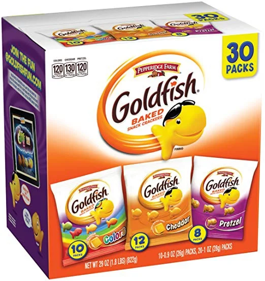 30 SNACK BAGS - PEPPERIDGE FARM GOLDFISH CRACKERS VARIETY PACK FOR $7.58